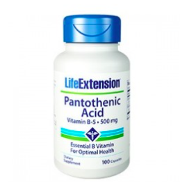 Pantothenic Acid (Vitamin B5) 500mg, 100 capsules